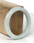 Baikalla Natural Light Green W/ Sajin (Golden Dust) Jadeite Jade "Half Round" Bangle Bracelet (55.2mm) 
