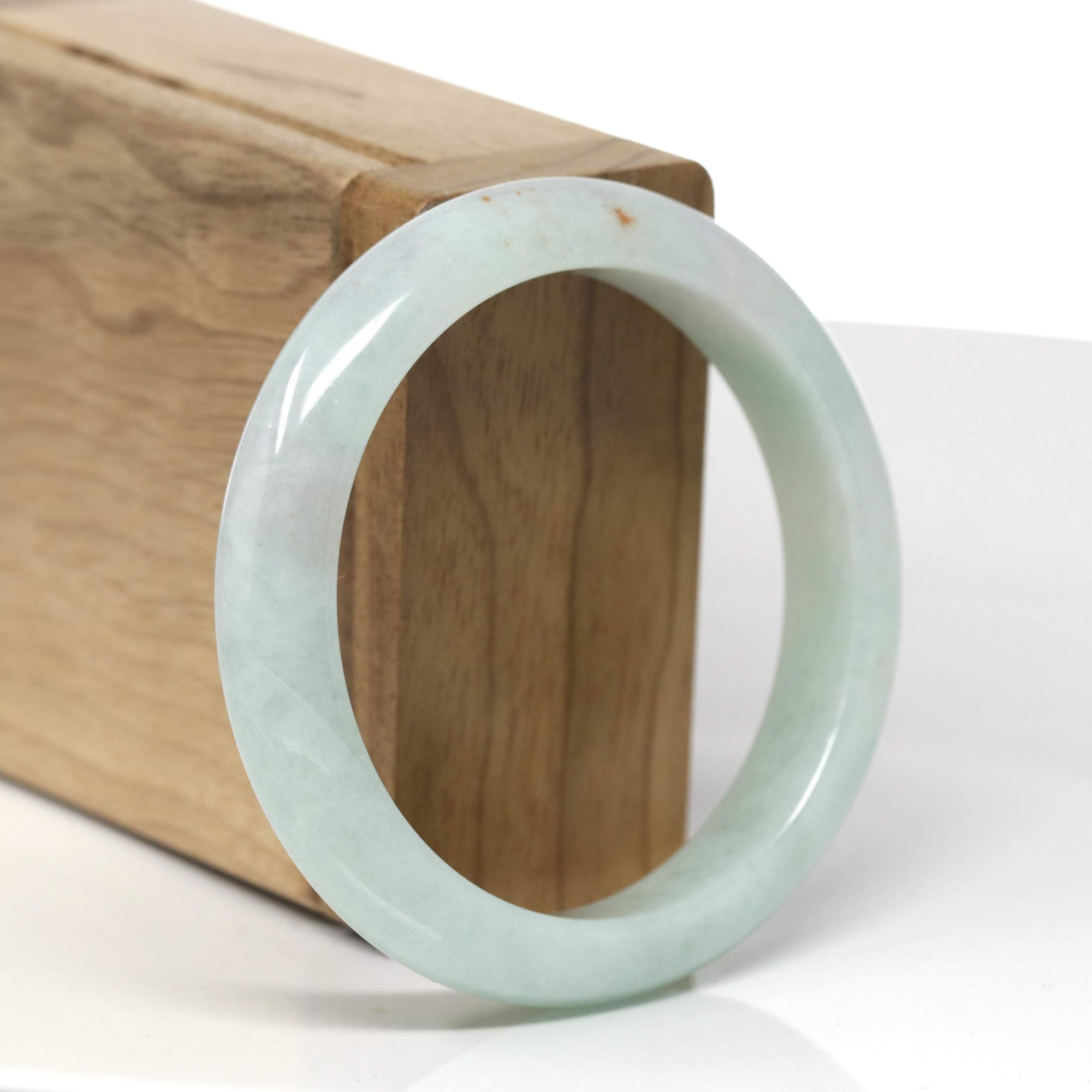Baikalla Natural Light Green W/ Sajin (Golden Dust) Jadeite Jade "Half Round" Bangle Bracelet (55.2mm) 
