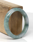 Baikalla Natural Icy Vibrant Green & Wuji Jadeite Jade "Half Round" Bangle Bracelet (54.4mm) 