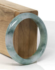 Baikalla Natural Icy Vibrant Green & Wuji Jadeite Jade "Half Round" Bangle Bracelet (54.4mm) 