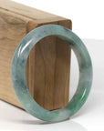 Baikalla Natural Icy Vibrant Green & Wuji Jadeite Jade "Half Round" Bangle Bracelet (54.4mm) 