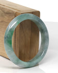 Baikalla Natural Icy Vibrant Green & Wuji Jadeite Jade "Half Round" Bangle Bracelet (54.4mm) 