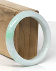 Baikalla Natural Apple-Green Patch Jadeite Jade "Half Round" Bangle Bracelet (56.4mm) 