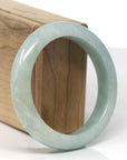 Baikalla Natural Light Blue-Green Jadeite Jade "Half Round" Bangle Bracelet (56.9mm) 