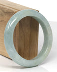 Baikalla Natural Light Blue-Green Jadeite Jade "Half Round" Bangle Bracelet (56.9mm) 