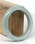 Baikalla Natural Light Blue-Green Jadeite Jade "Half Round" Bangle Bracelet (56.9mm) 