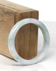 Baikalla Natural Light Blue-Green Flower & Sajin (Golden Dust) Jadeite Jade Oval Bangle (54.5mm) 