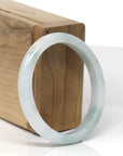 Baikalla Natural Light Blue-Green Flower & Sajin (Golden Dust) Jadeite Jade Oval Bangle (54.5mm) 