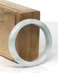 Baikalla Natural Light Blue-Green Flower & Sajin (Golden Dust) Jadeite Jade Oval Bangle (54.5mm) 
