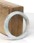 Baikalla Natural Light Blue-Green Flower & Sajin (Golden Dust) Jadeite Jade Oval Bangle (54.5mm) 