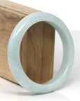 Baikalla Natural Light Apple-Green Jadeite Jade "Half Round" Bangle Bracelet (58.6mm) 