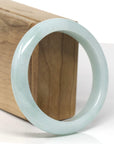 Baikalla Natural Light Apple-Green Jadeite Jade "Half Round" Bangle Bracelet (58.6mm) 