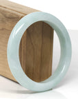 Baikalla Natural Light Apple-Green Jadeite Jade "Half Round" Bangle Bracelet (58.6mm) 