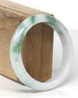 Baikalla Natural Deep Green Flower Jadeite Jade "Half Round" Bangle Bracelet (57.4mm) 