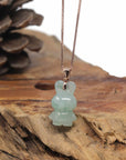 Baikalla Natural Icy Green Jadeite Jade "Lucky Bunny" Pendant W/ 14kr Gold Bail