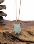 Baikalla Natural Icy Green Jadeite Jade "Shadow Ghost" Pendant W/ 14kr Gold Bail