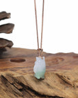 Baikalla 14KR Gold Natural Green Jadeite Jade "Shadow Ghost" Pendant