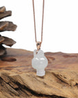 Baikalla Natural Icy Jadeite Jade "Joy Bunny" Pendant W/ 14kr Gold Bail