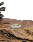 Baikalla Natural Icy Light Green & Sajin (Golden Dust) Jadeite Jade Traditional Ring 