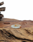 Baikalla Natural Icy Light Green & Sajin (Golden Dust) Jadeite Jade Traditional Ring 