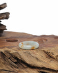Baikalla Natural Icy Light Green & Sajin (Golden Dust) Jadeite Jade Traditional Ring 