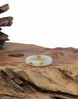 Baikalla Natural Icy Light Green & Sajin (Golden Dust) Jadeite Jade Traditional Ring 