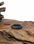 Baikalla Natural Black Wuji Jadeite Jade Traditional Ring 