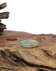 Baikalla Natural Icy Blue-Green Flower & Yellow Jadeite Jade Traditional Ring 