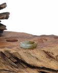 Baikalla Natural Light Blue-Green & Deep Yellow Jadeite Jade Traditional Ring 