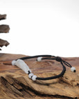 Natural Jadeite Jade "Lotus Root" Carving Braided Nylon Adjustable Drawstring Bracelet