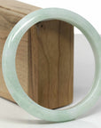 Baikalla Natural Light Green Jadeite Jade "Half Round" Bangle Bracelet (64.9mm) 