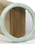 Baikalla Natural Light Green Jadeite Jade "Half Round" Bangle Bracelet (64.9mm) 