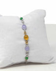 Baikalla Natural Multi-Color Jadeite Jade Cabochon 18kwy Gold Bracelet W/ Natural Diamonds