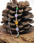Baikalla Natural Multi-Color Jadeite Jade Cabochon 18kwy Gold Bracelet W/ Natural Diamonds