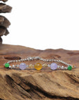 Baikalla Natural Multi-Color Jadeite Jade Cabochon 18kwy Gold Bracelet W/ Natural Diamonds