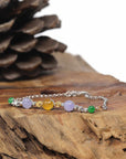Baikalla Natural Multi-Color Jadeite Jade Cabochon 18kwy Gold Bracelet W/ Natural Diamonds