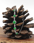 Baikalla Natural Imperial Green Jadeite Jade Cabochon 18kw Gold Bracelet W/ Natural Diamonds
