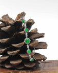 Baikalla Natural Imperial Green Jadeite Jade Cabochon 18kw Gold Bracelet W/ Natural Diamonds