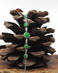 Baikalla Natural Imperial Green Jadeite Jade Cabochon 18kw Gold Bracelet W/ Natural Diamonds
