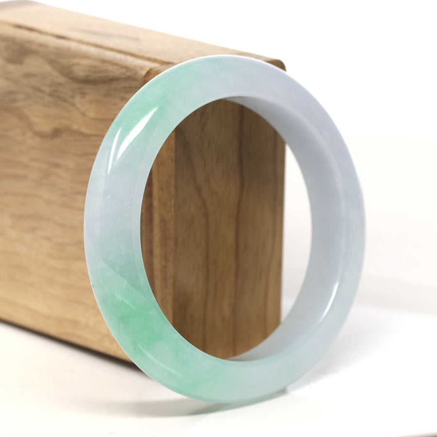 Baikalla High-end Natural Green Jadeite Jade Bangle Bracelet (56.2 mm) #T708
