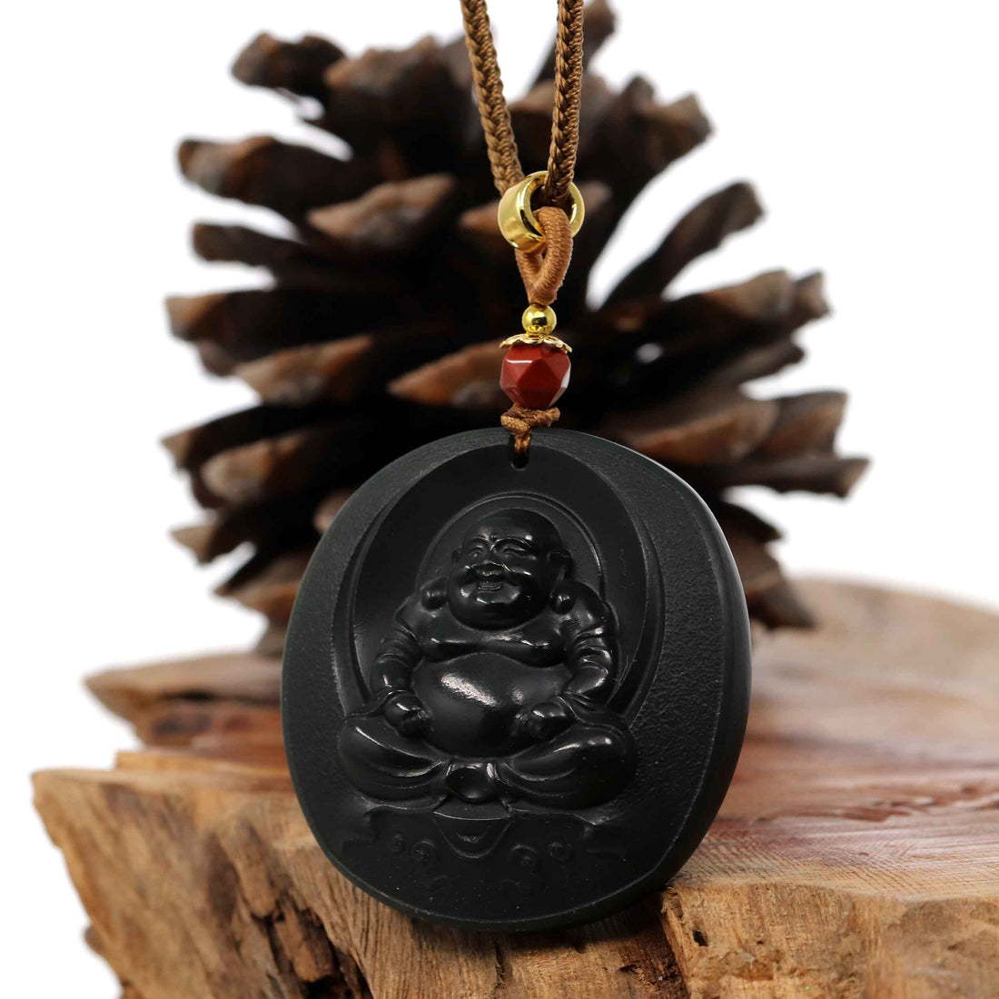Baikalla Jewelry Jade Buddha Pendant Copy of Copy of Baikalla™ "Happy Buddha" Genuine Black Jade Pendant Necklace With Adjustable String