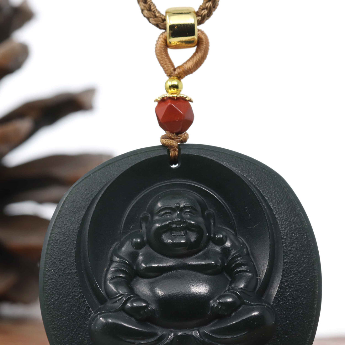 Baikalla Jewelry Jade Buddha Pendant Copy of Copy of Baikalla™ "Happy Buddha" Genuine Black Jade Pendant Necklace With Adjustable String