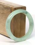 Baikalla Natural icy Apple Green Jadeite Jade Oval Bangle Bracelet (57.2 mm) 