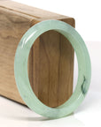 Baikalla Natural icy Apple Green Jadeite Jade Oval Bangle Bracelet (57.2 mm) 