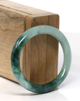 Baikalla Natural Forest Green Jadeite Jade Oval Bangle Bracelet (52.5 mm) 