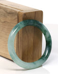 Baikalla Natural Forest Green Jadeite Jade Oval Bangle Bracelet (52.5 mm) 