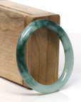 Baikalla Natural Forest Green Jadeite Jade Oval Bangle Bracelet (52.5 mm) 