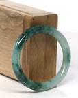 Baikalla Natural Forest Green Jadeite Jade Oval Bangle Bracelet (52.5 mm) 
