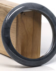 Baikalla Natural Black Jadeite Jade Bangle Bracelet (63.8 mm) 