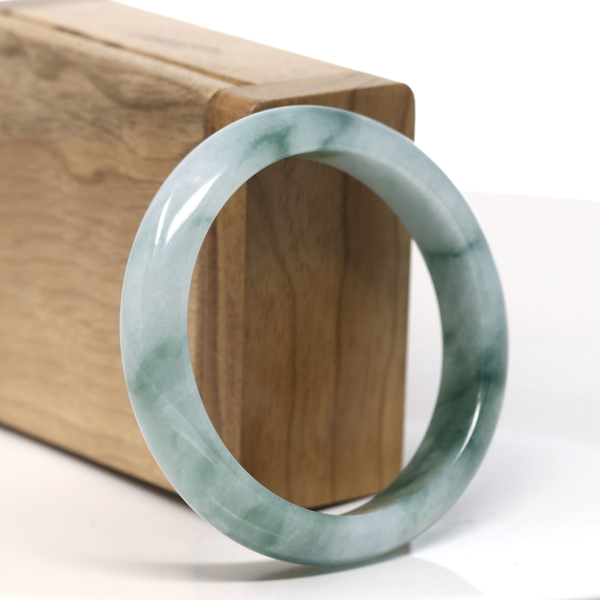 Burmese High-end Ice blue green Jadeite Jade Bangle Bracelet (55.6 mm) T754